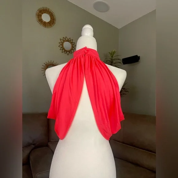 🔥SEXY🔥NWOT Neon Hot Pink Superdown Open Back Crop Top Sz M Medium - Picture 7 of 11